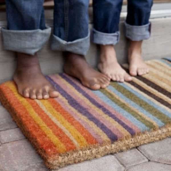 Natural Coir Doormat in Rainbow Colors