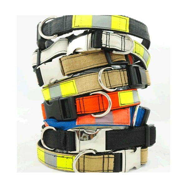 Recycled Fire Fighter Gear Dog Collars by Rekindled Pride