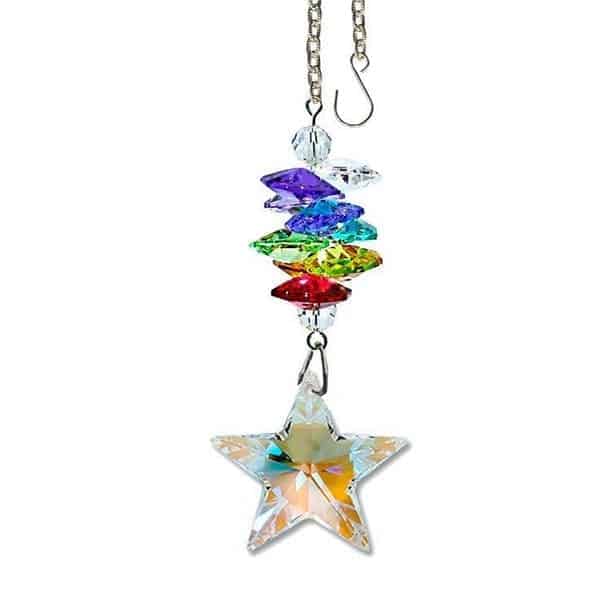 Star Swarovski Crystal Prism with Rainbow Crystal Beads
