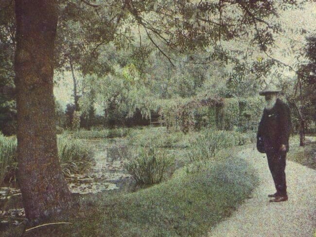 Claude Monet in his garden at Giverny, 1917.