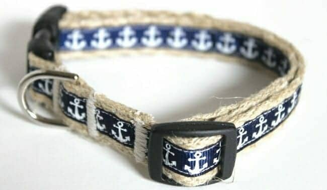 Green Bean Dog Nautical Hemp Dog Collar