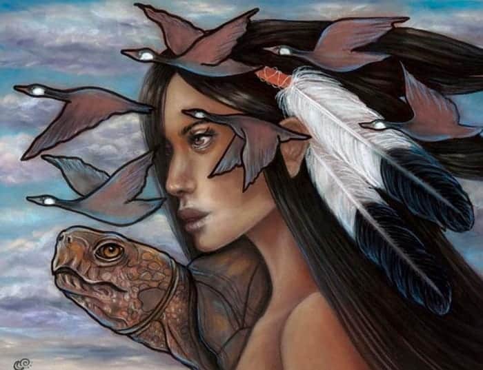 Native Americans Sky Woman with Turtle