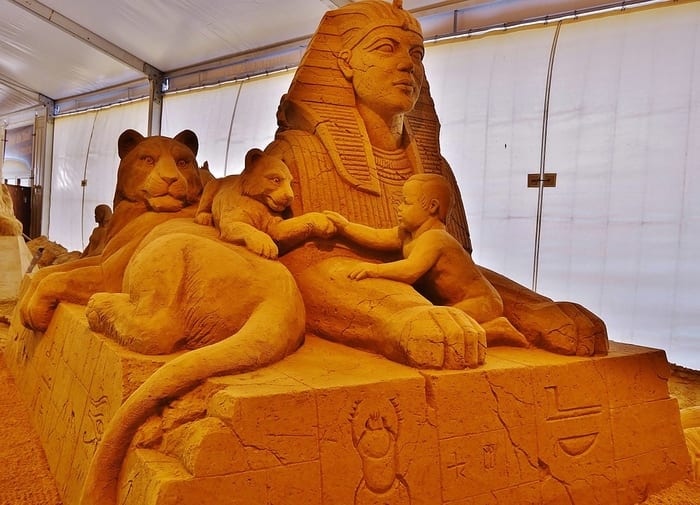 Sand sculpture of sphinx
