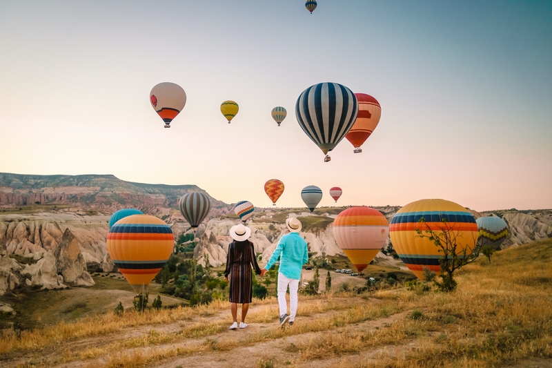 Couple and Hot Air Balloons