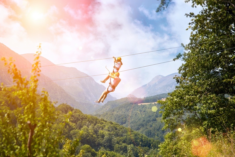 Couple on a Zip Line