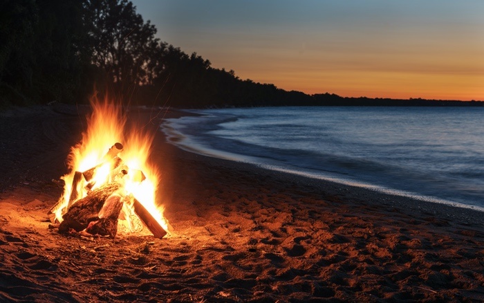 Bonfire and Ocean