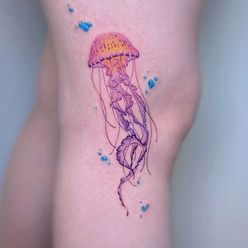 Jellyfish Leg Tattoo