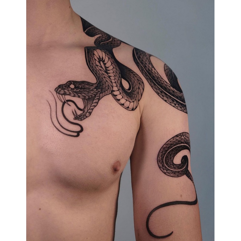 Serpent Tattoo on Shoulder