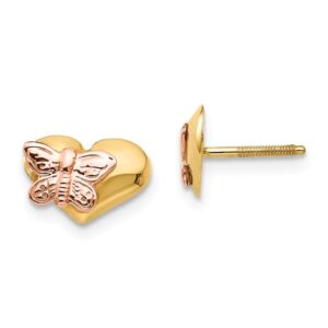 Sweet Gold and Pink Butterfly Stud Earrings