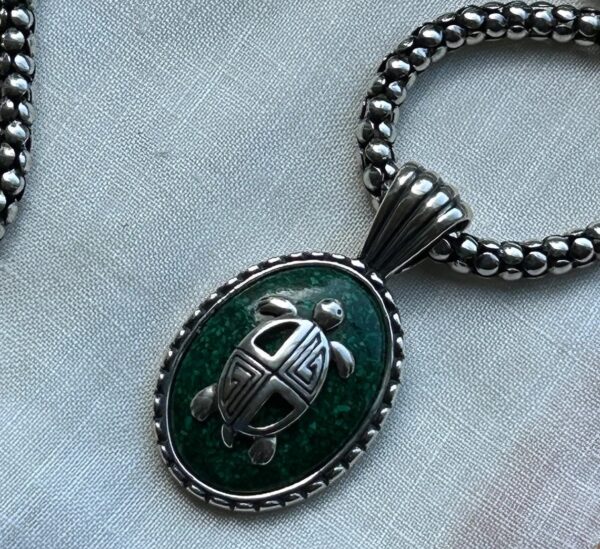 Native American Silver and Malachite Pendant