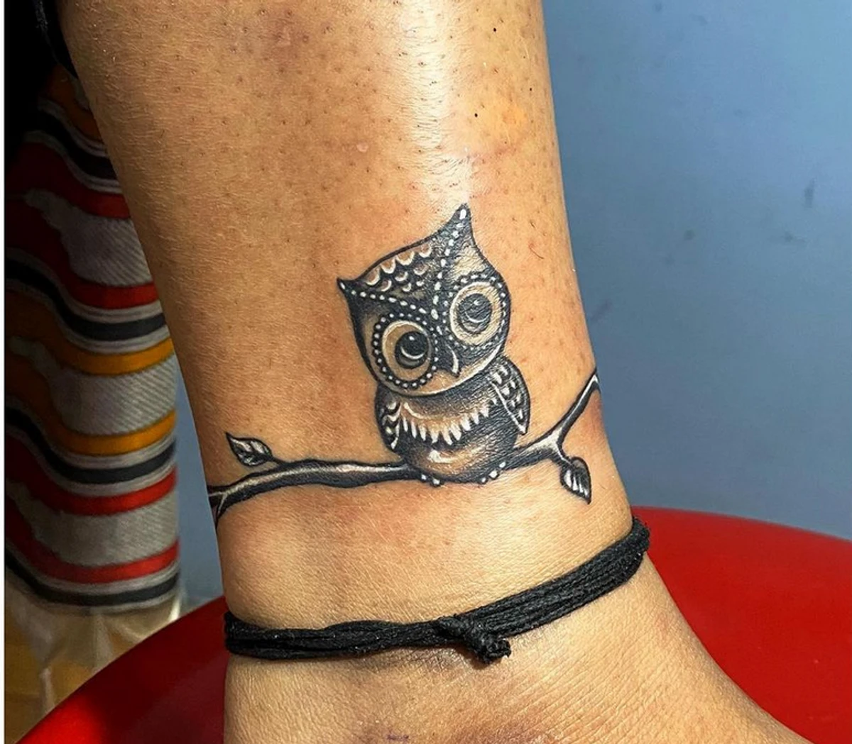 Owl Tattoo on Ankle
