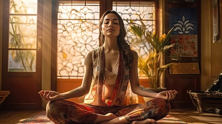 Woman Meditating and Chanting