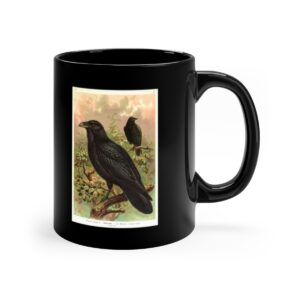 Raven Mug with Vintage Science Illustrations