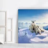 Mama Polar Bear with Two Cubs Art Print