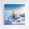 Mama Polar Bear with Two Cubs Art Print Blank Wall