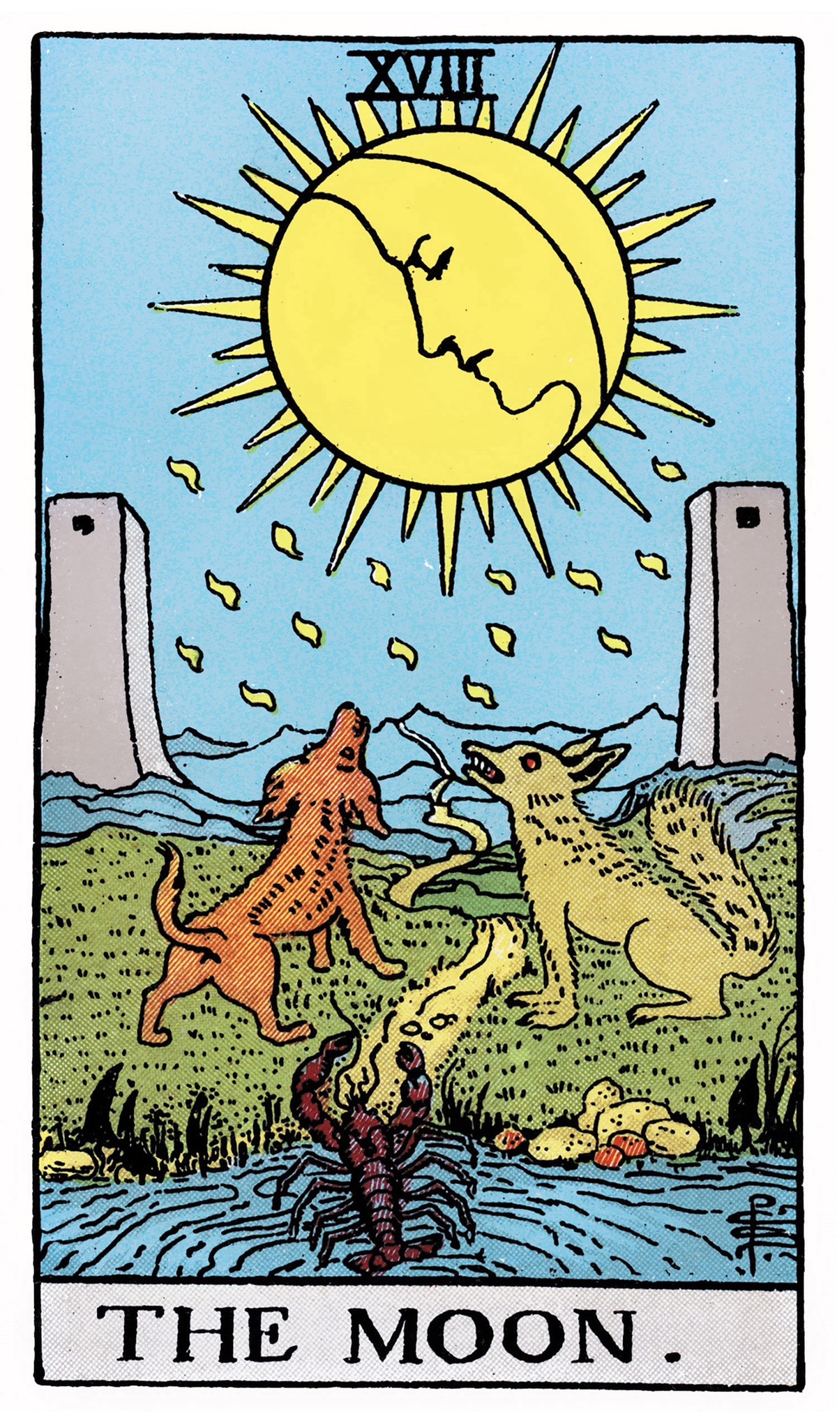 The Moon Tarot Card Rider Waite