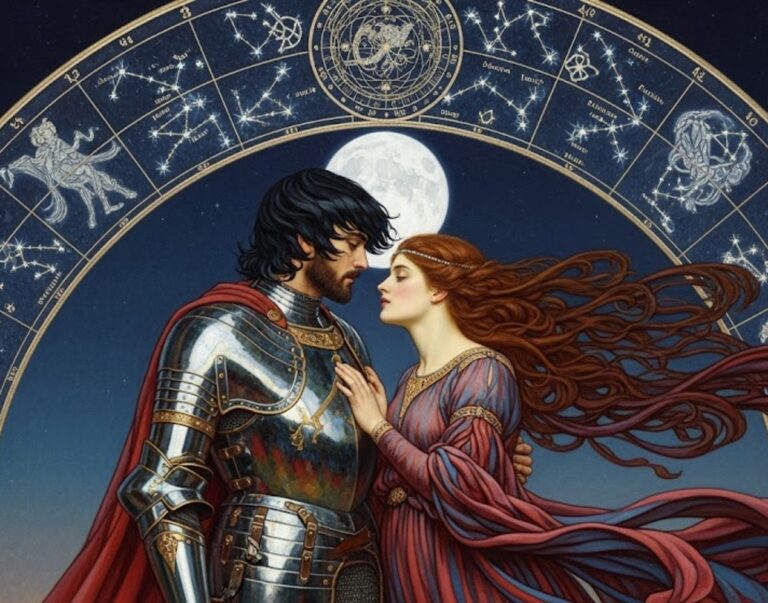 Couple Under a Zodiac Arch